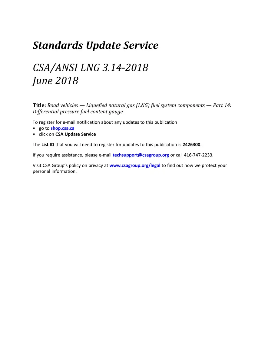 CSA ANSI LNG 3.14-2018