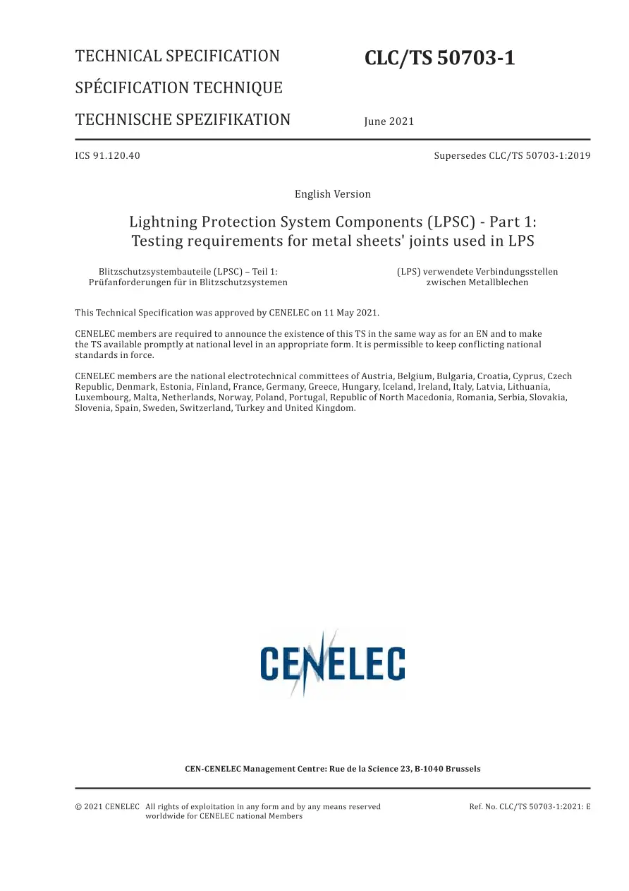 BS PD CLC/TS 50703-1:2021