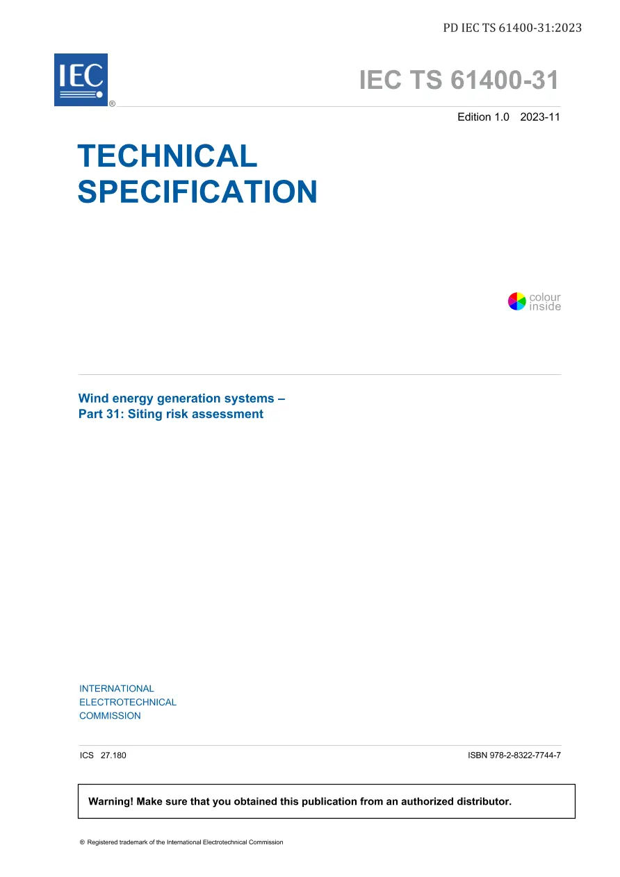 BS PD IEC TS 61400-31:2023