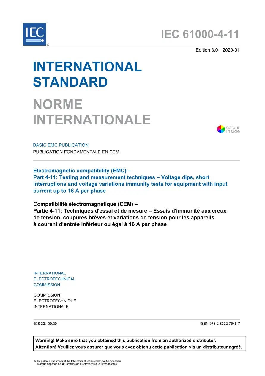 IEC 61000-4-11 Ed. 3.0 b:2020