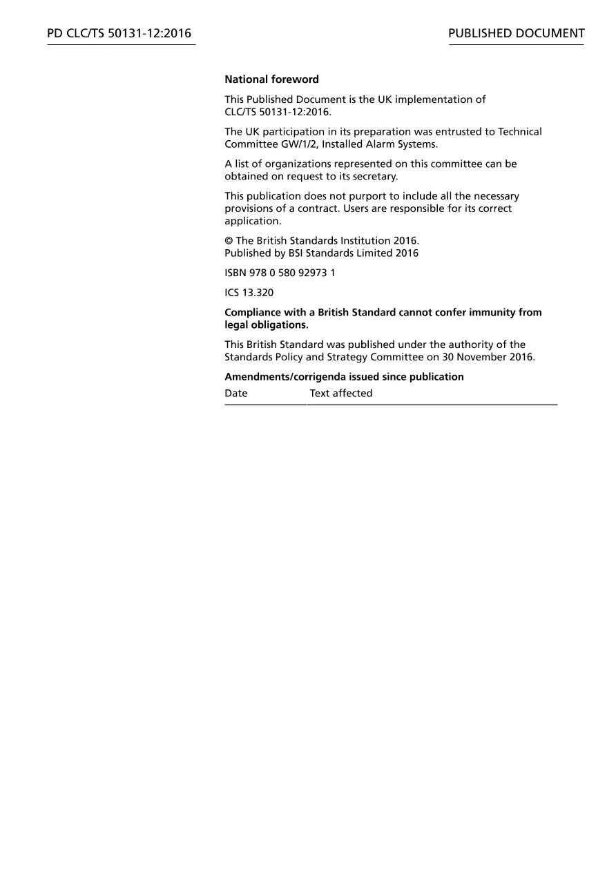 BS PD CLC/TS 50131-12:2016