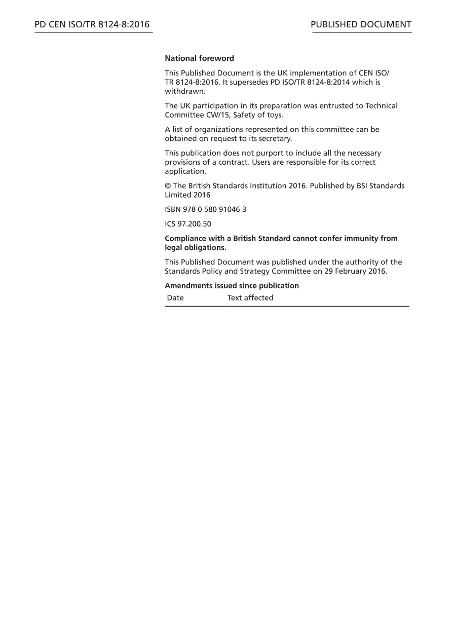 BS PD CEN ISO/TR 8124-8:2016