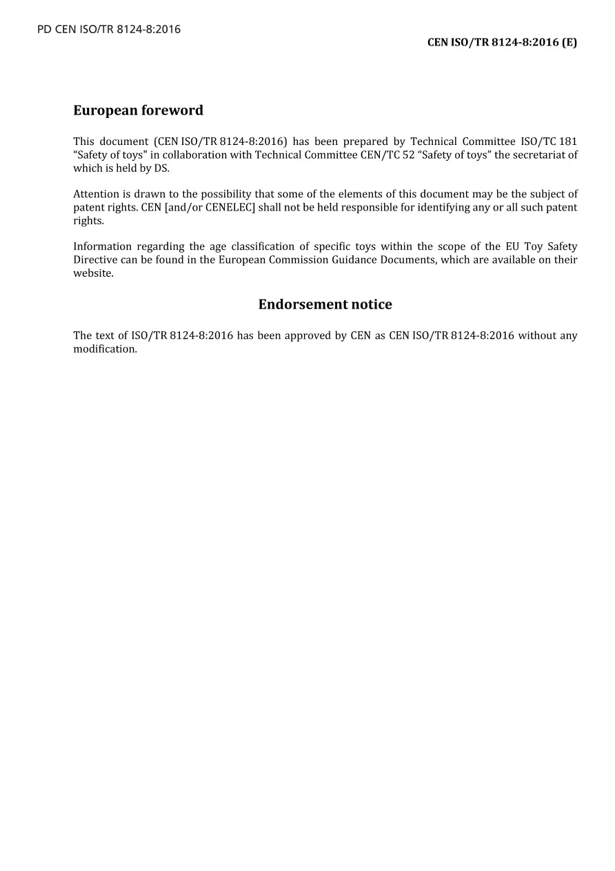 BS PD CEN ISO/TR 8124-8:2016