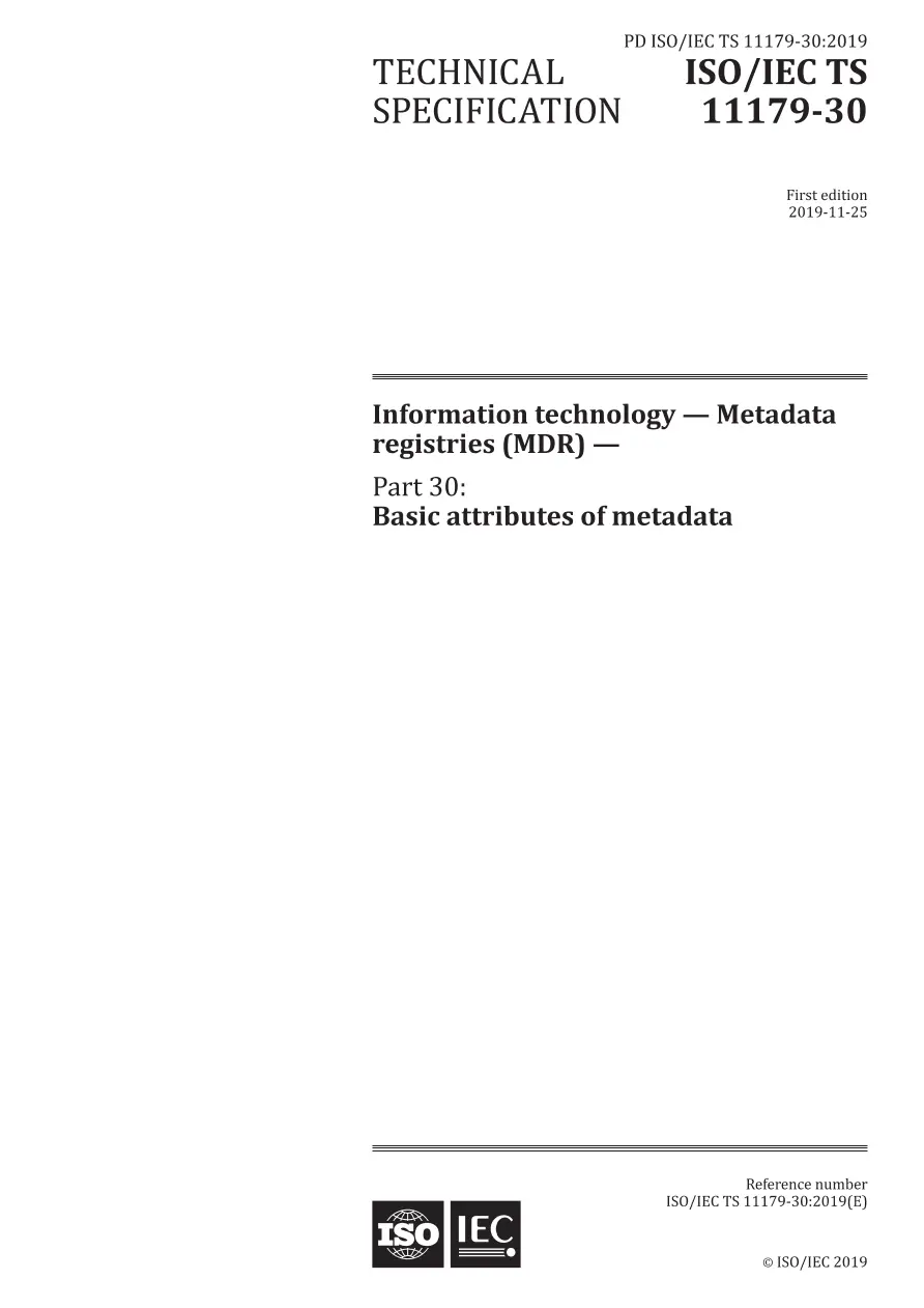 BS PD ISO/IEC TS 11179-30:2019