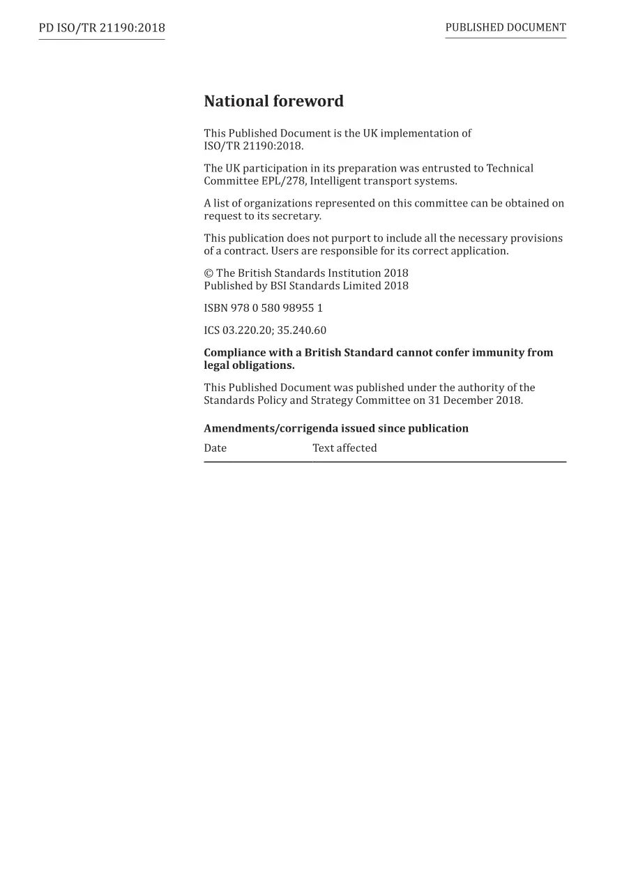 BS PD ISO/TR 21190:2018