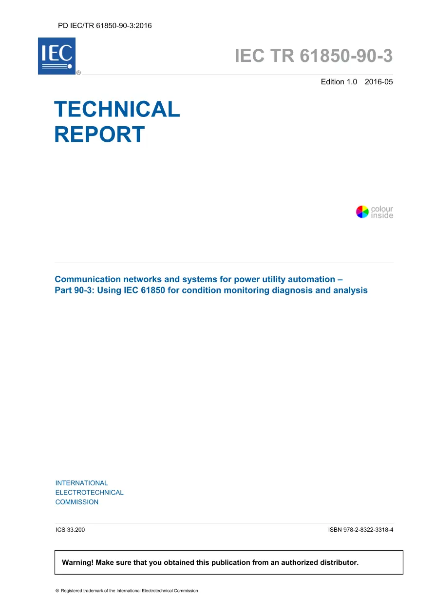 BS PD IEC TR 61850-90-3:2016