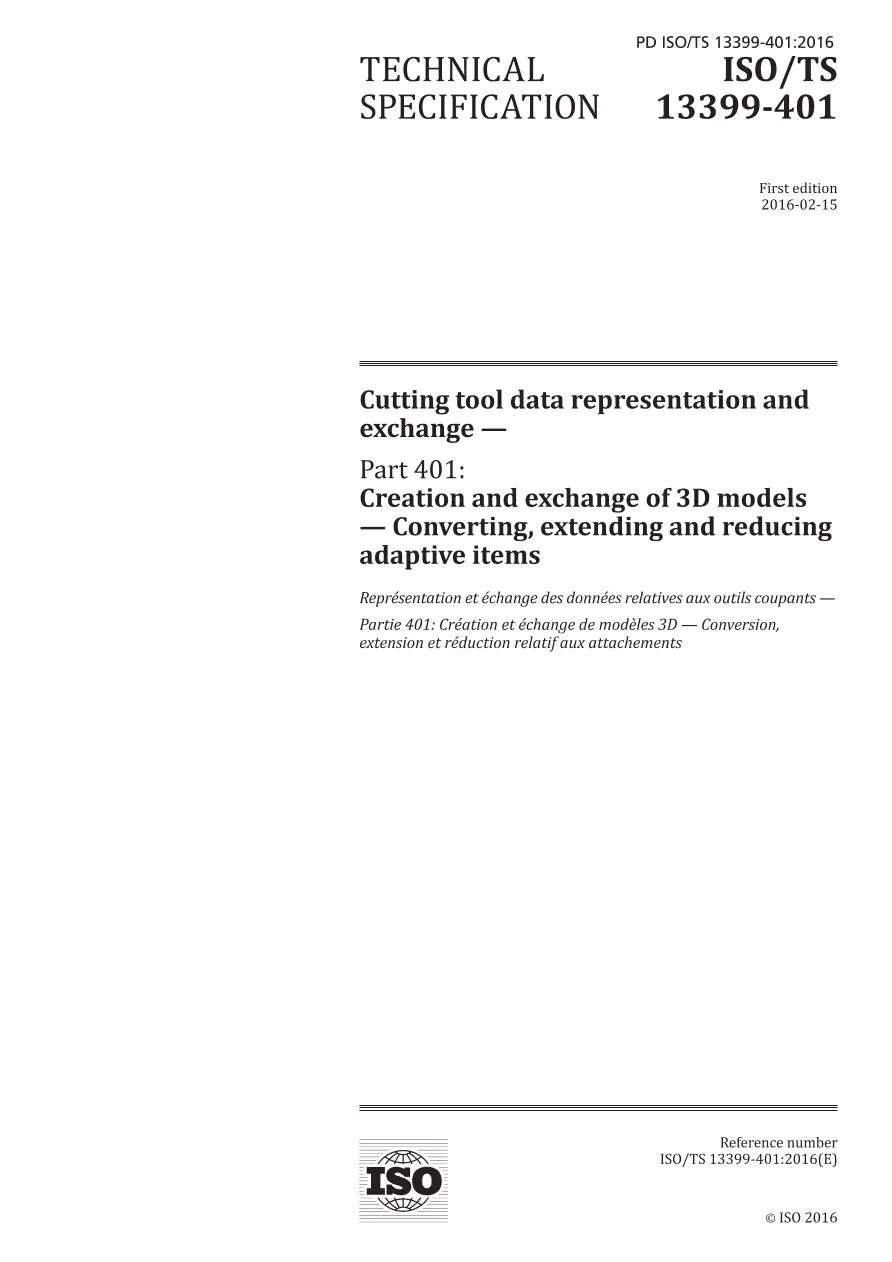 BS PD ISO/TS 13399-401:2016