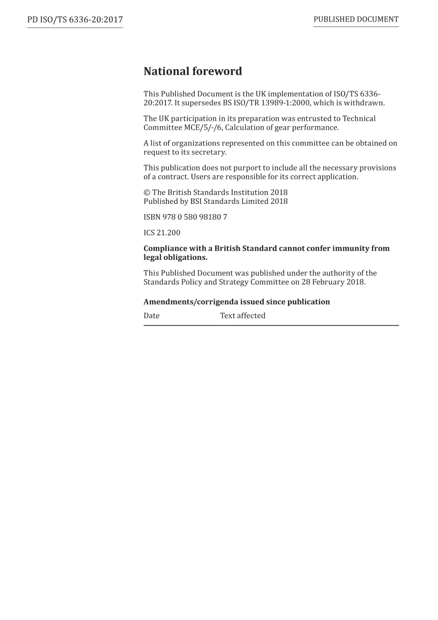BS PD ISO/TS 6336-20:2017
