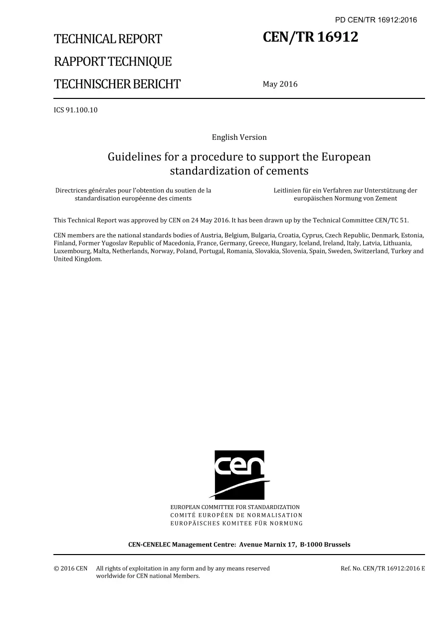 BS PD CEN/TR 16912:2016