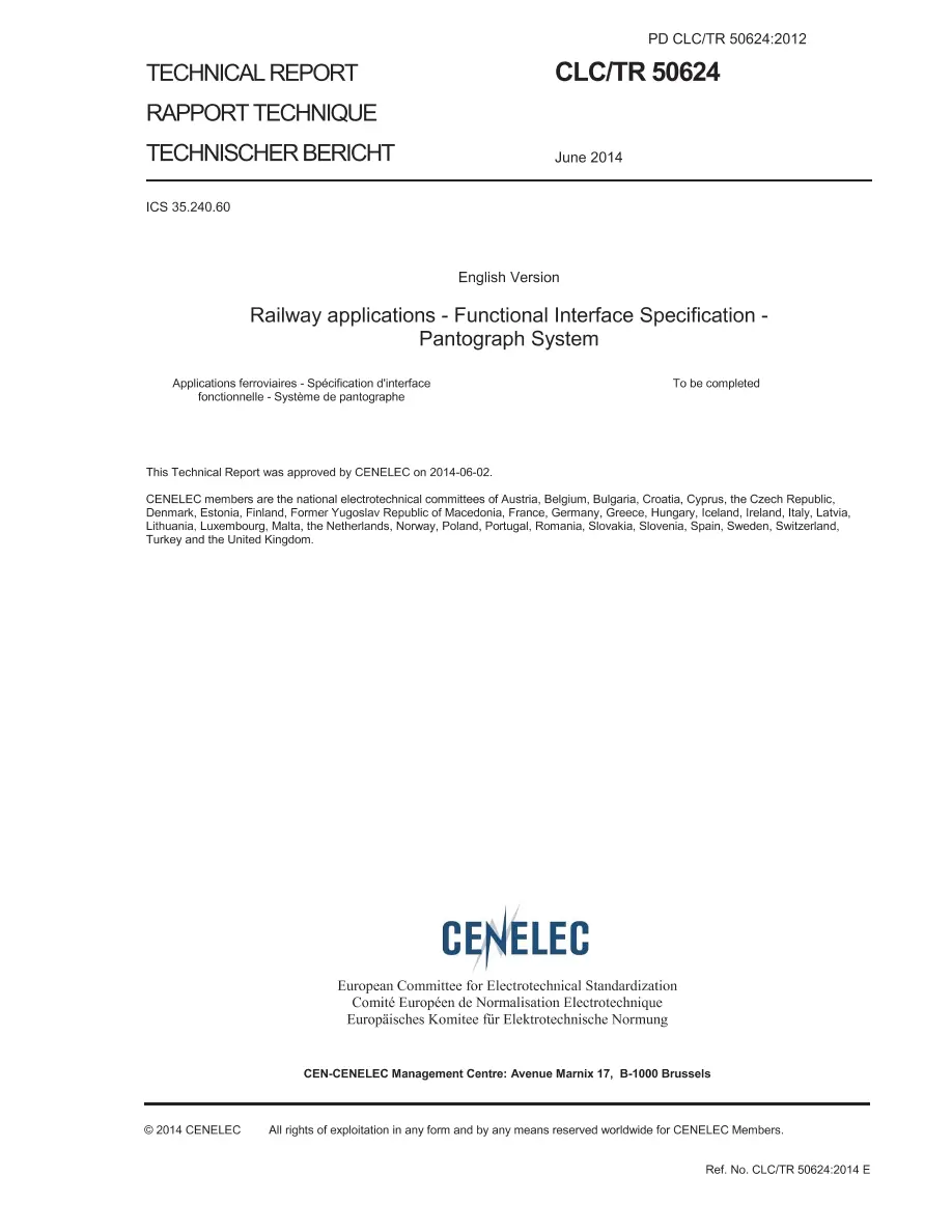 BS PD CLC/TR 50624:2014