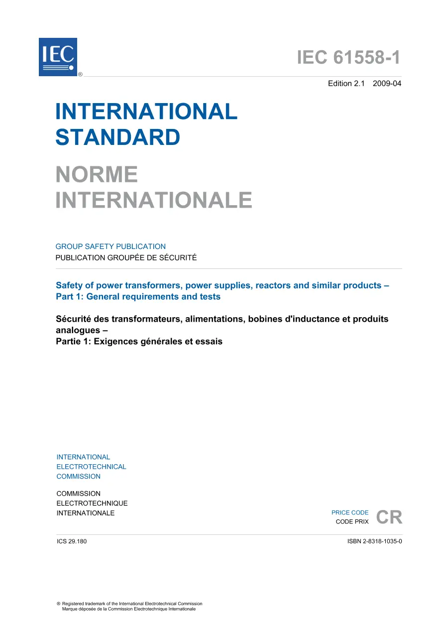 IEC 61558-1 Ed. 2.1 b:2009