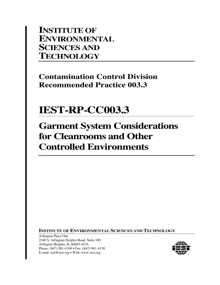 IEST RP-CC003.3