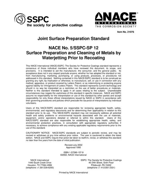 NACE No. 5 - SSPC SP12