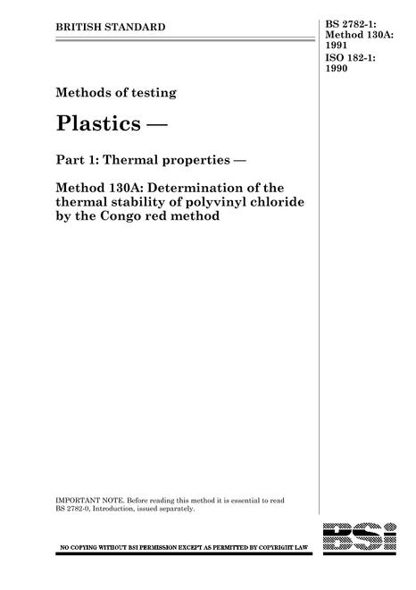 BS 2782-1:METHOD 130A:1991