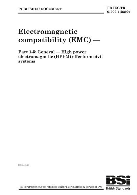 BS PD IEC/TR 61000-1-5:2004