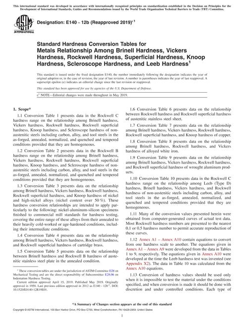ASTM E140-12B(2019)e1