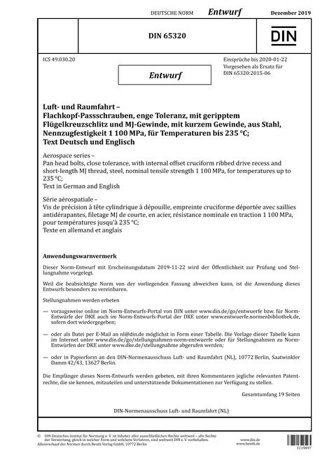 DIN 65320 - DRAFT