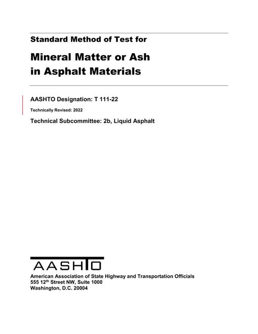 AASHTO T 111-22